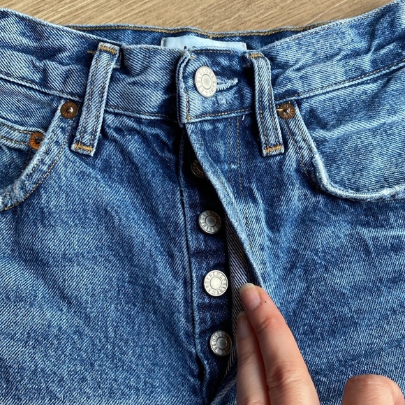 Agolde Dee Ultra High Rise Denim Distressed Blue Jean Shorts size 23 - Picture 5 of 16